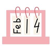 februari 14 kalender.plat vector illustratie.