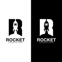 r raket logo ontwerp vector