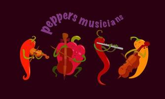 vector illustratie van muzikanten peper. peper muzikanten set. cellisten, fluitist, violist. peper orkest van klassiek muziek-