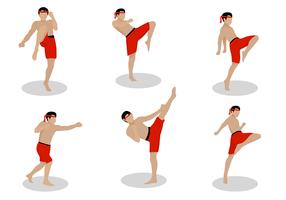 Muay Thai Action Pose Gratis Vector