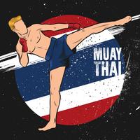 Muay Thai Fighter Kicking Illustratie vector