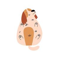 schattig hond leugens Aan zijn rug. vector illustratie in vlak stijl