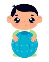 baby jongen met bal kawaii vector