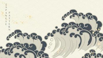 Japans achtergrond met hand- getrokken Golf patroon vector. abstract kunst decoratie banier in wijnoogst stijl. vector