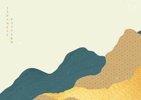 abstract landschap kunst met meetkundig patroon. goud structuur met wijnoogst Japans vector achtergrond. Hoes ontwerp, presentatie sjabloon ontwerp, poster, folder, website achtergronden of reclame.