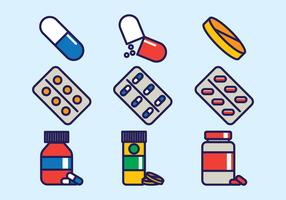 Supplementen Icons Set vector