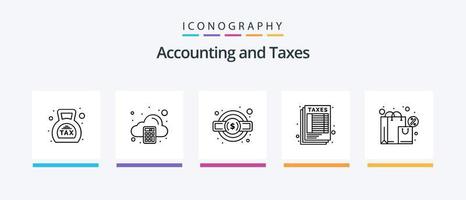 belastingen lijn 5 icoon pak inclusief winsten. analyses. onderhoud legaal. betaling. internet bankieren. creatief pictogrammen ontwerp vector