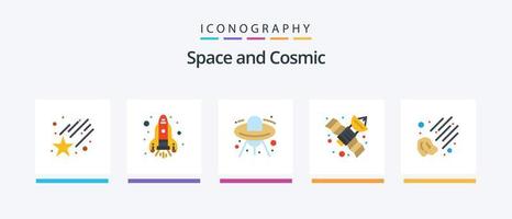 ruimte vlak 5 icoon pak inclusief . ruimte. ruimte. meteoriet. ruimte. creatief pictogrammen ontwerp vector