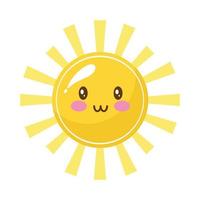 schattige zon kawaii vector