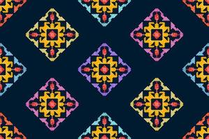 ikat pixel paisley etnisch naadloos patroon decoratie ontwerp. aztec kleding stof tapijt boho mandala's textiel behang. tribal inheems motief ornamenten Afrikaanse Amerikaans volk traditioneel borduurwerk vector