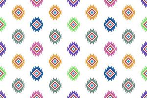 ikat pixel paisley etnisch naadloos patroon decoratie ontwerp. aztec kleding stof tapijt boho mandala's textiel behang. tribal inheems motief ornamenten Afrikaanse Amerikaans volk traditioneel borduurwerk vector