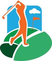 kleur wijnoogst golf club embleem vector
