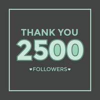dank u sjabloon voor sociaal media volgers, abonnees, Leuk vinden. 2500 volgers vector