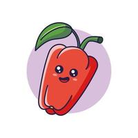 schattig kawaii klok peper tekenfilm icoon illustratie. voedsel groente vlak icoon concept geïsoleerd Aan wit achtergrond. klok peper karakter, mascotte in tekening stijl. vector