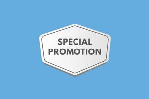 speciaal Promotie tekst knop. speciaal Promotie teken icoon etiket sticker web toetsen vector