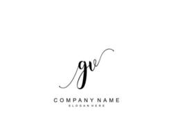 eerste gv schoonheid monogram en elegant logo ontwerp, handschrift logo van eerste handtekening, bruiloft, mode, bloemen en botanisch met creatief sjabloon. vector