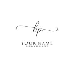 eerste hp schoonheid monogram en elegant logo ontwerp, handschrift logo van eerste handtekening, bruiloft, mode, bloemen en botanisch met creatief sjabloon. vector