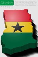 Vector 3d kaart van Ghana met vlag