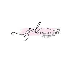 eerste gd schoonheid monogram en elegant logo ontwerp, handschrift logo van eerste handtekening, bruiloft, mode, bloemen en botanisch met creatief sjabloon. vector