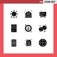 reeks van 9 modern ui pictogrammen symbolen tekens voor menger dj geschenk apparaten school- bewerkbare vector ontwerp elementen
