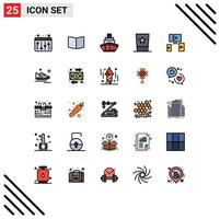 reeks van 25 modern ui pictogrammen symbolen tekens voor top hoed hoed reis mode voertuigen bewerkbare vector ontwerp elementen