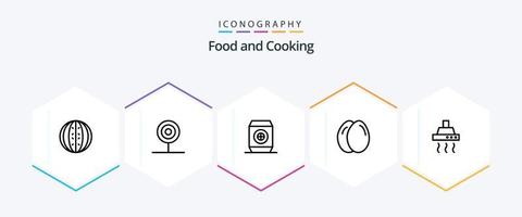 voedsel 25 lijn icoon pak inclusief voedsel. leven. voedsel. ei. zacht vector