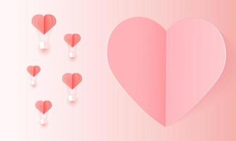 papier besnoeiing concept ballon vliegend Aan de lucht. vector kunst en illustratie van liefde en valentijn, digitaal papier ambacht stijl. papier kunst van roze achtergrond. voor gelukkig vrouwen, moeder, Valentijnsdag dag,