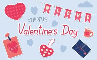 Valentijnsdag dag stickers set. reeks van liefde stickers. perfect voor scrapbooken, groet kaart, label, sticker uitrusting, partij uitnodiging. vector