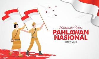 selamat hari pahlawan nasionaal. vertaling, gelukkig Indonesisch nationaal vector