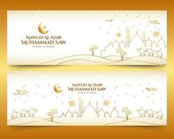 mawlid al-nabi Mohammed. vertaling profeet Mohammed verjaardag. geschikt voor groet kaart, folder en banier vector