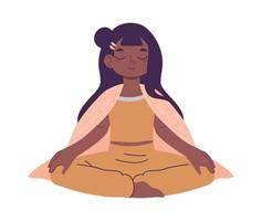 vrouw meditatie in lotus houding vector