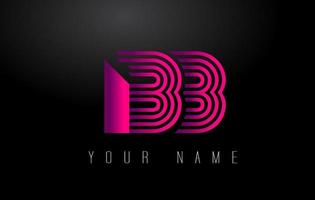 bb magenta lijnen brief logo. creatief lijn brieven vector sjabloon.