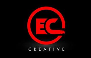 rood ec borstel brief logo ontwerp. creatief geborsteld brieven icoon logo. vector