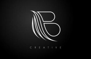 monogram lijn b brief logo met creatief swoosh en minimalistisch modern icoon kijken vector