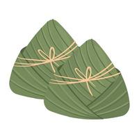 zongzi verpakt in blad vector