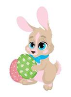 konijn met ei gelukkig Pasen vector