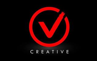 rood v borstel brief logo ontwerp. creatief geborsteld brieven icoon logo. vector