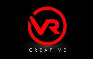 rood vr borstel brief logo ontwerp. creatief geborsteld brieven icoon logo. vector