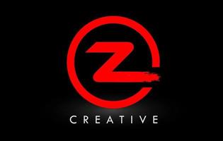 rood z borstel brief logo ontwerp. creatief geborsteld brieven icoon logo. vector