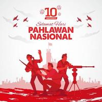selamat hari pahlawan nasionaal. vertaling, gelukkig Indonesisch nationaal heroes dag. vector illustratie voor groet kaart, poster en banier