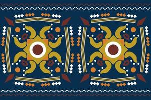 etnisch kleding stof patroon meetkundig stijl. sarong aztec etnisch oosters patroon traditioneel donker marine blauw achtergrond. abstract,vector,illustratie. gebruik voor textuur,kleding,verpakking,decoratie,tapijt. vector