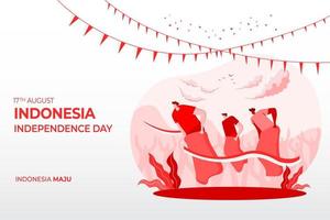 Indonesië onafhankelijkheid dag groet kaart met traditioneel spellen concept illustratie vector