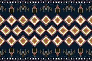 etnisch kleding stof patroon meetkundig stijl. sarong aztec etnisch oosters patroon traditioneel donker marine blauw achtergrond. abstract,vector,illustratie. gebruik voor textuur,kleding,verpakking,decoratie,tapijt. vector