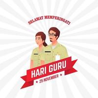 selamat hari goeroe. vertaling, gelukkig leraren dag. Indonesisch vakantie leraar dag illustratie. geschikt voor groet kaart, poster en banier vector