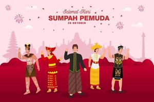 vector illustratie. selamat hari sumpah pemuda. vertaling gelukkig Indonesisch jeugd belofte