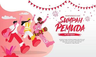 vector illustratie. selamat hari sumpah pemuda. vertaling, gelukkig Indonesisch jeugd belofte. geschikt voor groet kaart, poster en banier
