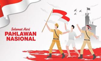 selamat hari pahlawan nasionaal. vertaling, gelukkig Indonesisch nationaal vector