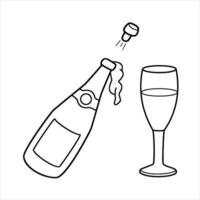 twee bril van Champagne geïsoleerd Aan wit bruisen.realistisch fles van Champagne. vector