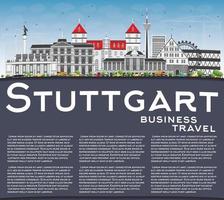 Stuttgart horizon met grijs gebouwen, blauw lucht en kopiëren ruimte. vector