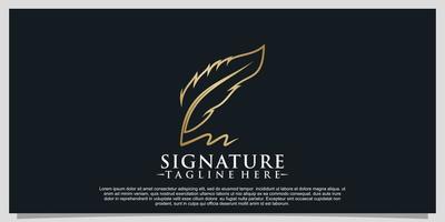 creatief schacht handtekening logo ontwerp met minimalistische veer inkt premie vector een deel 2